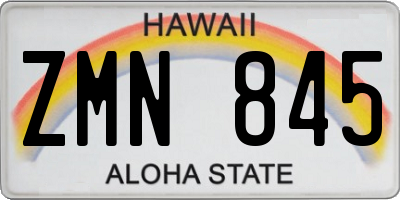 HI license plate ZMN845
