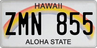 HI license plate ZMN855