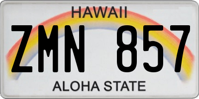 HI license plate ZMN857