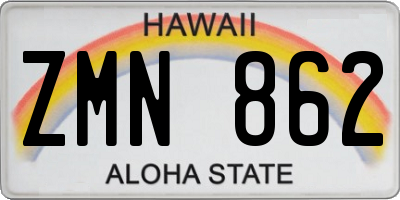 HI license plate ZMN862