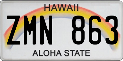 HI license plate ZMN863