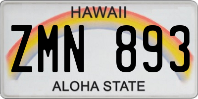 HI license plate ZMN893