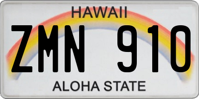 HI license plate ZMN910