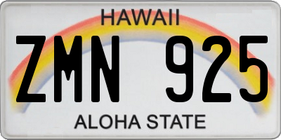 HI license plate ZMN925