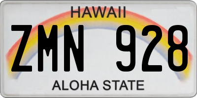 HI license plate ZMN928