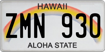 HI license plate ZMN930