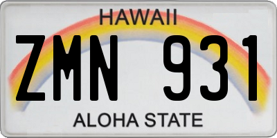 HI license plate ZMN931