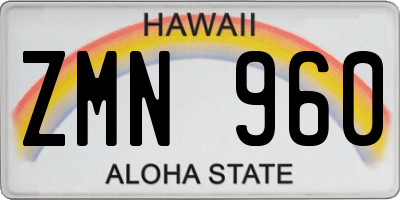 HI license plate ZMN960