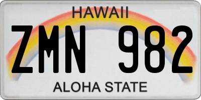 HI license plate ZMN982