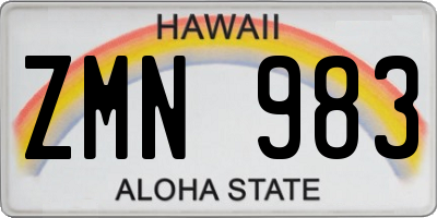HI license plate ZMN983