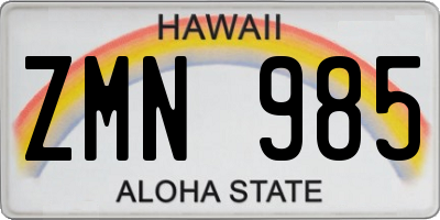 HI license plate ZMN985