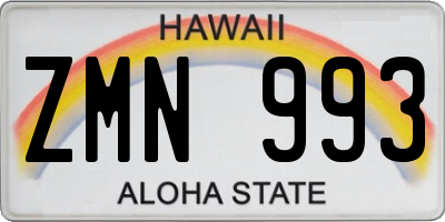 HI license plate ZMN993