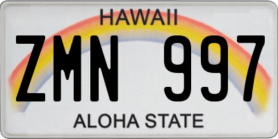HI license plate ZMN997