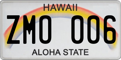 HI license plate ZMO006