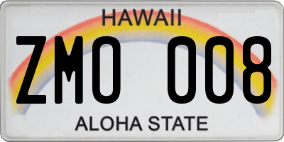 HI license plate ZMO008