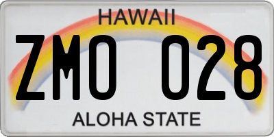 HI license plate ZMO028