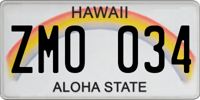 HI license plate ZMO034