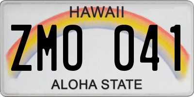 HI license plate ZMO041