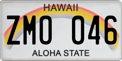 HI license plate ZMO046