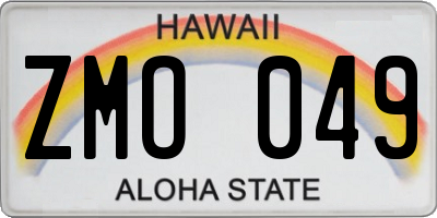 HI license plate ZMO049