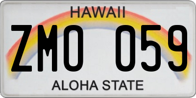 HI license plate ZMO059