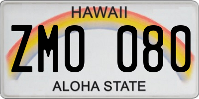 HI license plate ZMO080