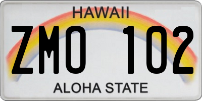 HI license plate ZMO102