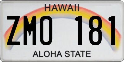 HI license plate ZMO181