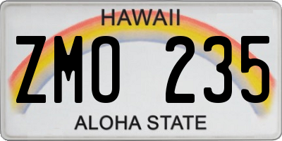 HI license plate ZMO235