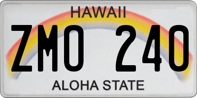 HI license plate ZMO240