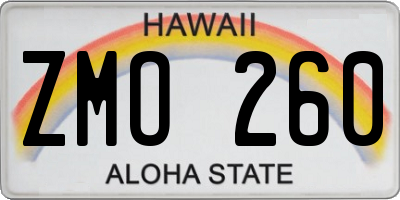 HI license plate ZMO260