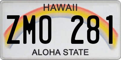 HI license plate ZMO281