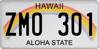 HI license plate ZMO301