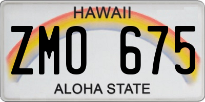 HI license plate ZMO675