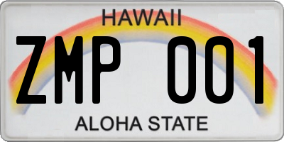 HI license plate ZMP001