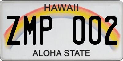HI license plate ZMP002