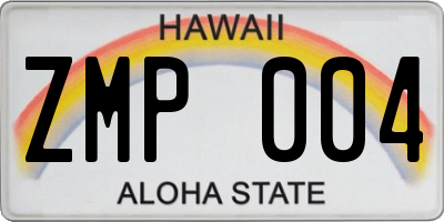 HI license plate ZMP004