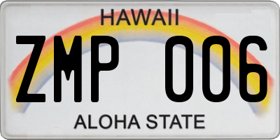 HI license plate ZMP006