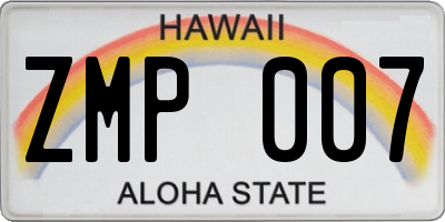 HI license plate ZMP007