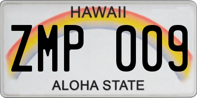 HI license plate ZMP009