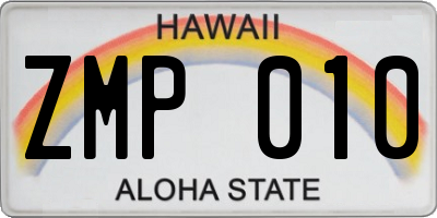 HI license plate ZMP010