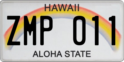 HI license plate ZMP011
