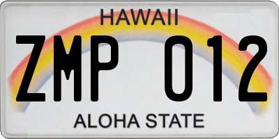 HI license plate ZMP012