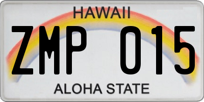 HI license plate ZMP015