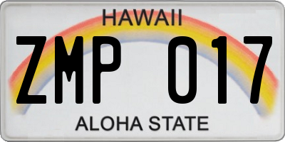 HI license plate ZMP017