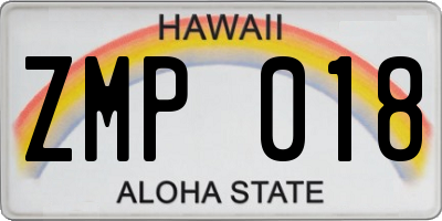 HI license plate ZMP018