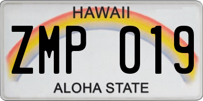 HI license plate ZMP019