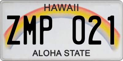 HI license plate ZMP021