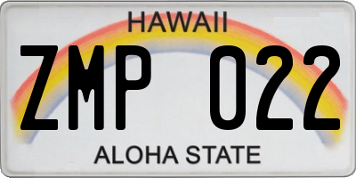 HI license plate ZMP022