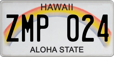 HI license plate ZMP024